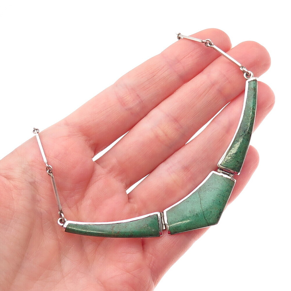 925 Sterling Silver Vintage Real Eilat Modernist V-Shape Bar Chain Necklace 16"